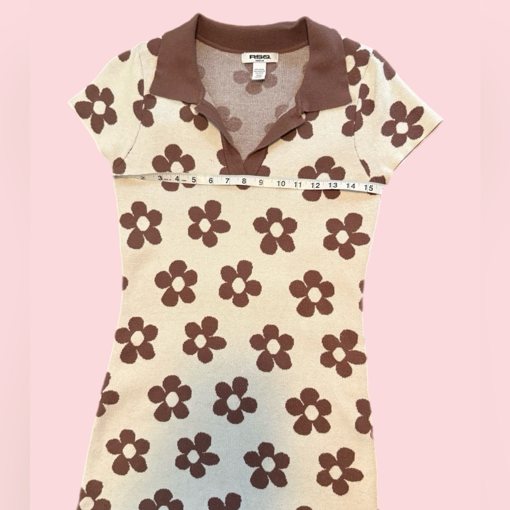 RSQ Brown and Cream Floral Mini Dress 🌼 - Picture 7 of 9
